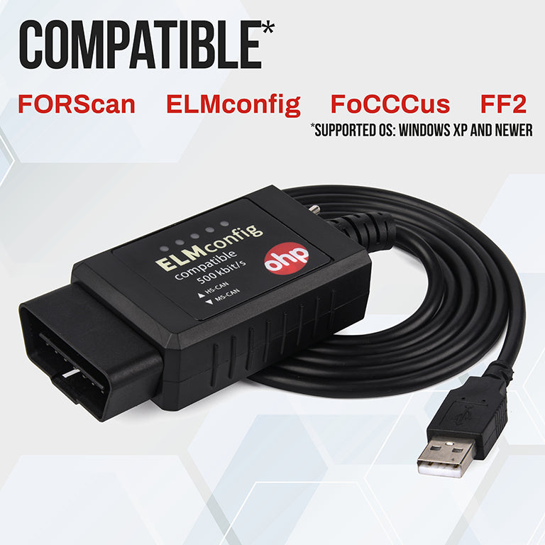OHP ELMconfig ELM327 FORScan OBD2 Adapter USB Scanner