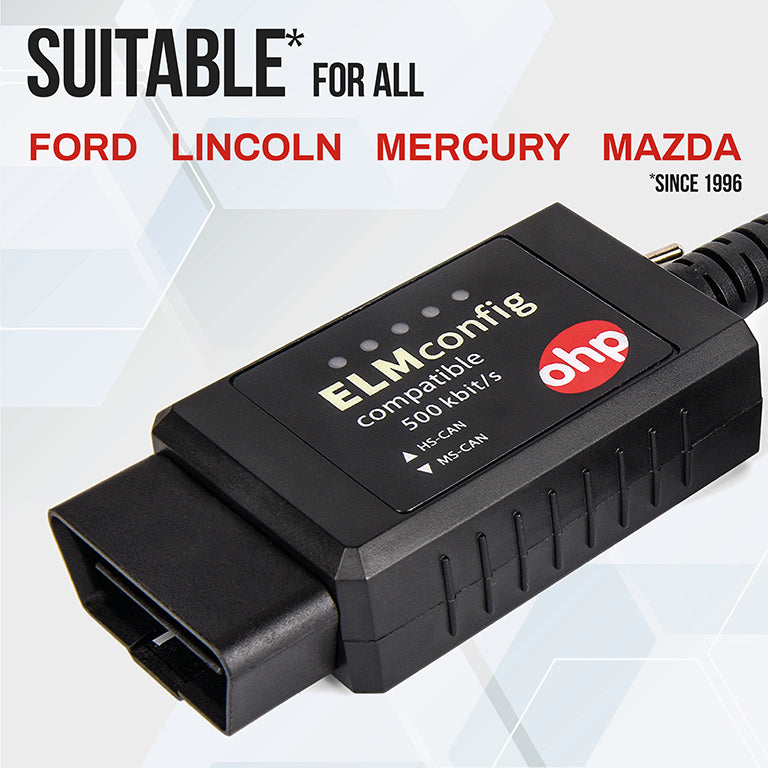 OHP ELM327 FORScan OBD2 Adapter, Ford Cars Since 1996
